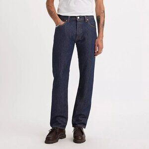 LEVI'S 501 Original Fit Distressed Button Fly Dark Blue Wash Jeans Size 32